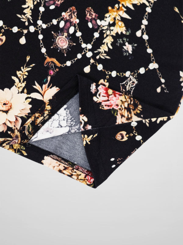 Boxy Printed Modal Turtleneck-Regal Floral