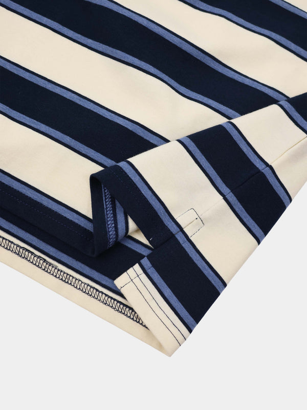 Wide Stripe Rugby T-Shirt-Navy Stripe