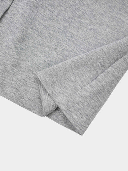 Waist Tie Button Down T-Shirt Dress-Heather Grey