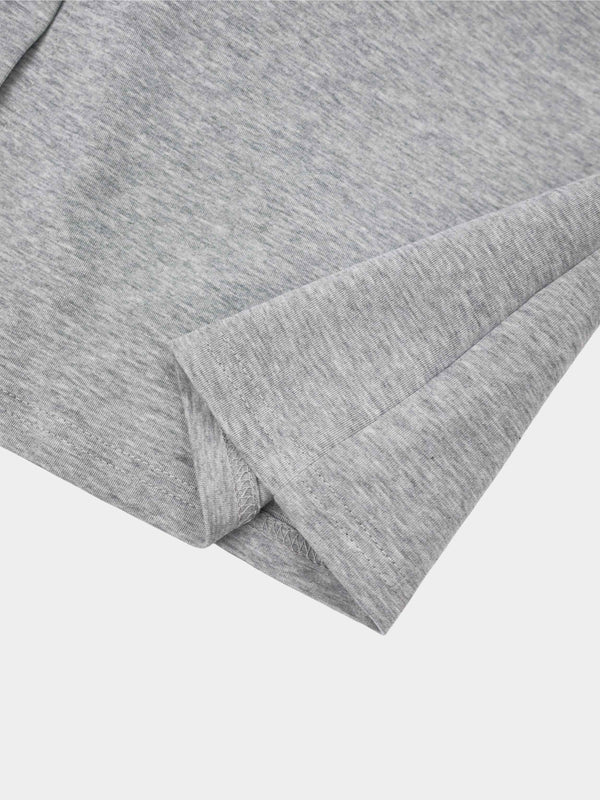Waist Tie Button Down T-Shirt Dress-Heather Grey