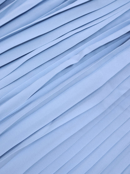 Chiffon Drop Waist Pleat Skirt-Light Blue