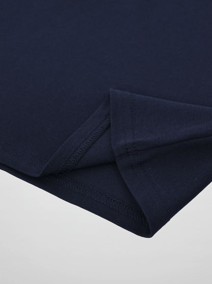 Collared High V T-Shirt-Navy