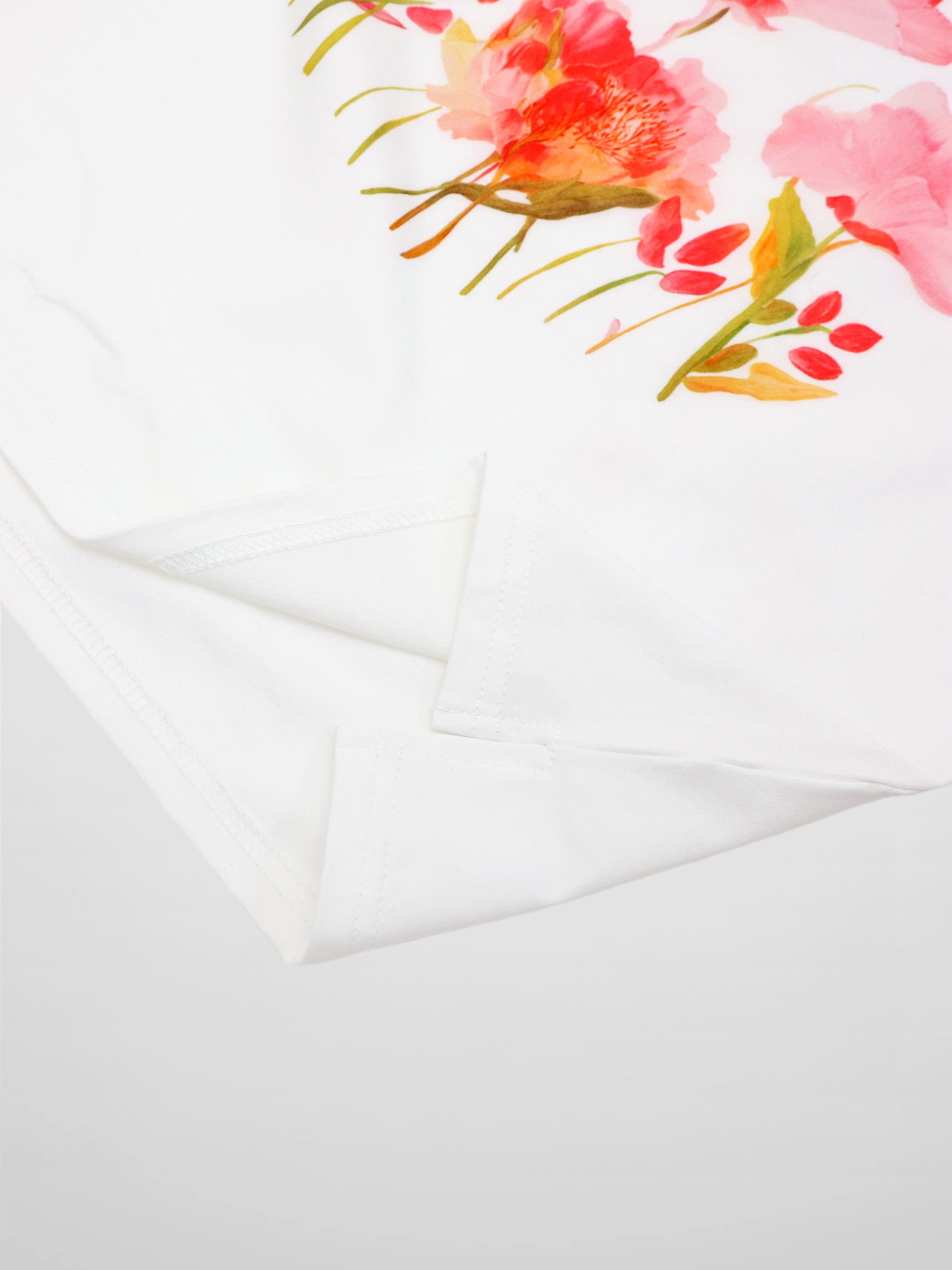 Motif Printed Tee-Pink Flower