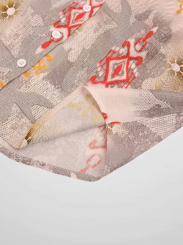 Button Down Collared Blouse-Ombre Print