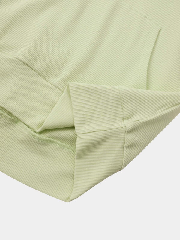 Ribbed Half Zip Hoodie Tee-Mint
