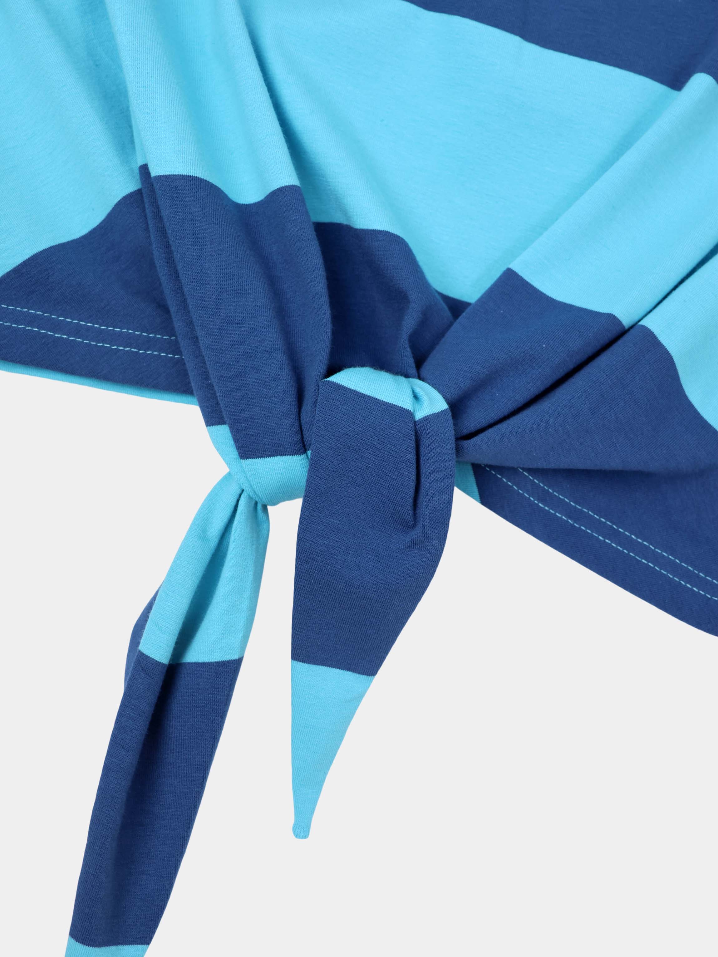 Striped Tie Bottom T-Shirt-Blue