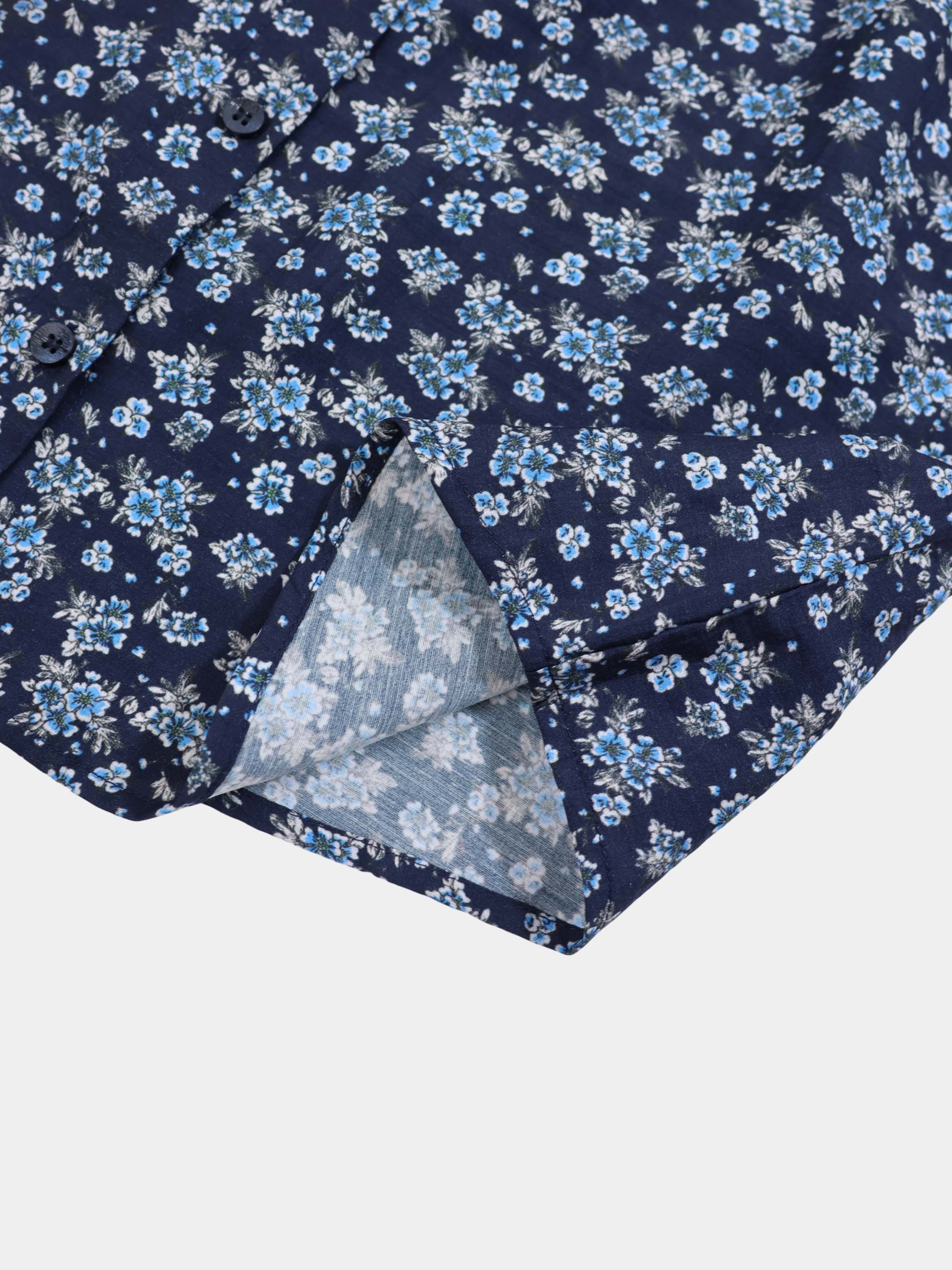 Peter Pan Collar Blouse-Blue Floral