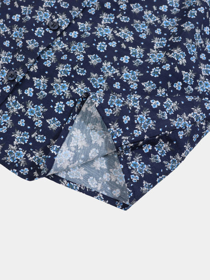 Peter Pan Collar Blouse-Blue Floral