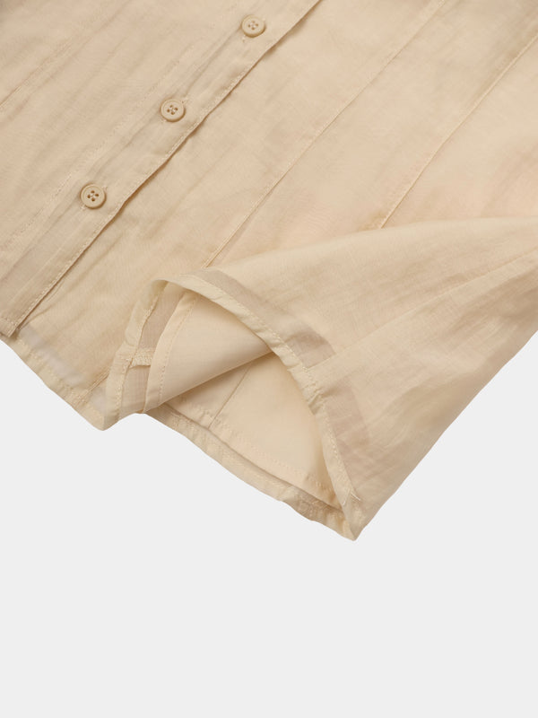 High V Neck Blouse-Sand