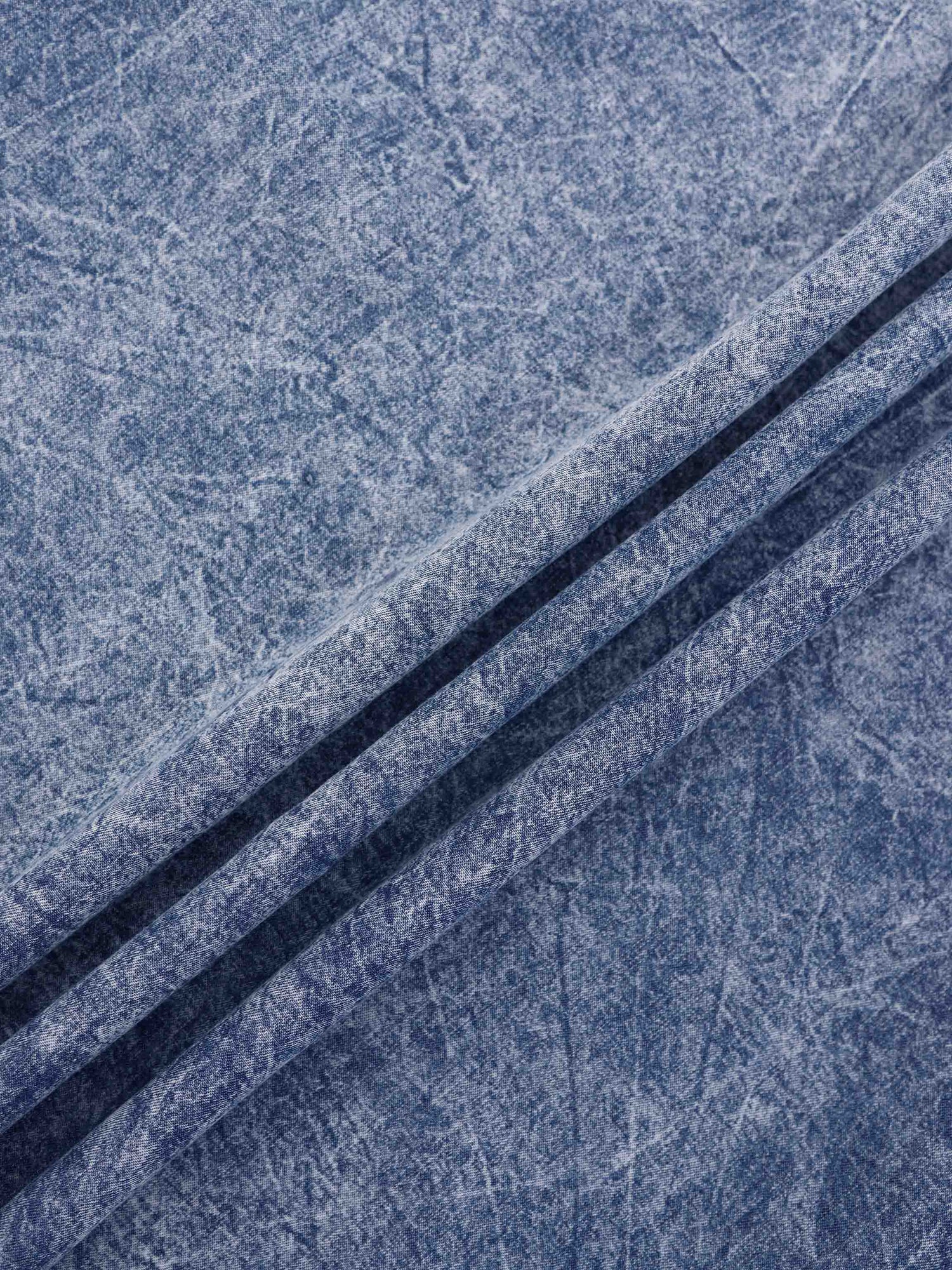 Elastic Ruffle Waist Denim Skirt-Blue Wash