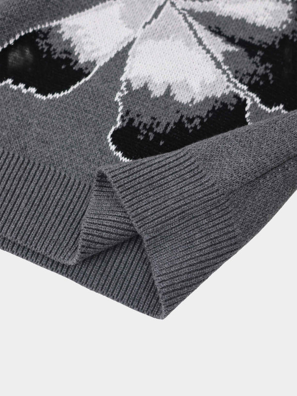 Flower Design Sweater - Grey