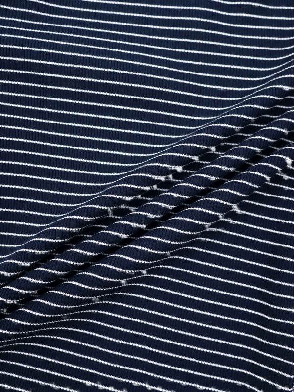 Striped Cross Stitch T-Shirt-Navy