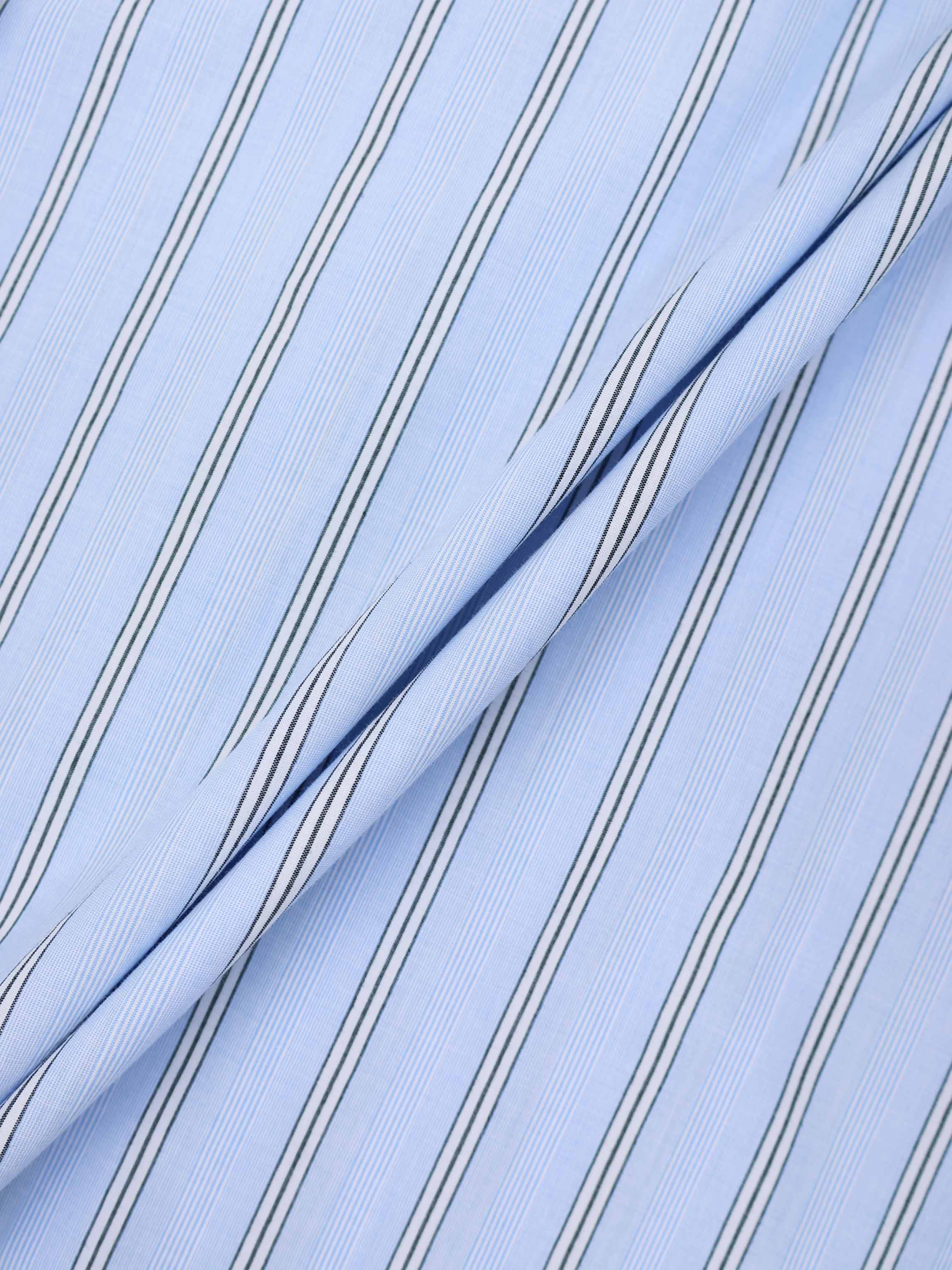 Pinstripe Tie Front Shirtdress-Light Blue Stripe