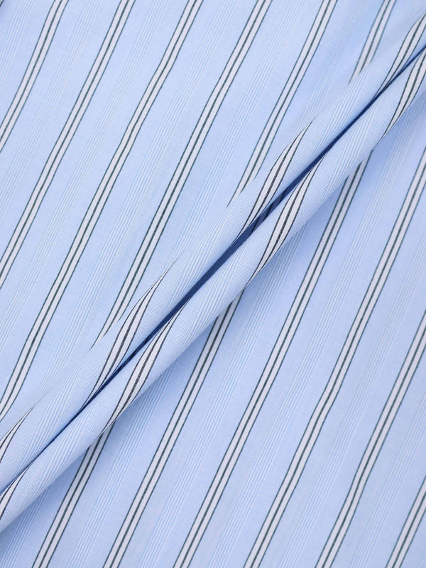 Pinstripe Tie Front Shirtdress-Light Blue Stripe