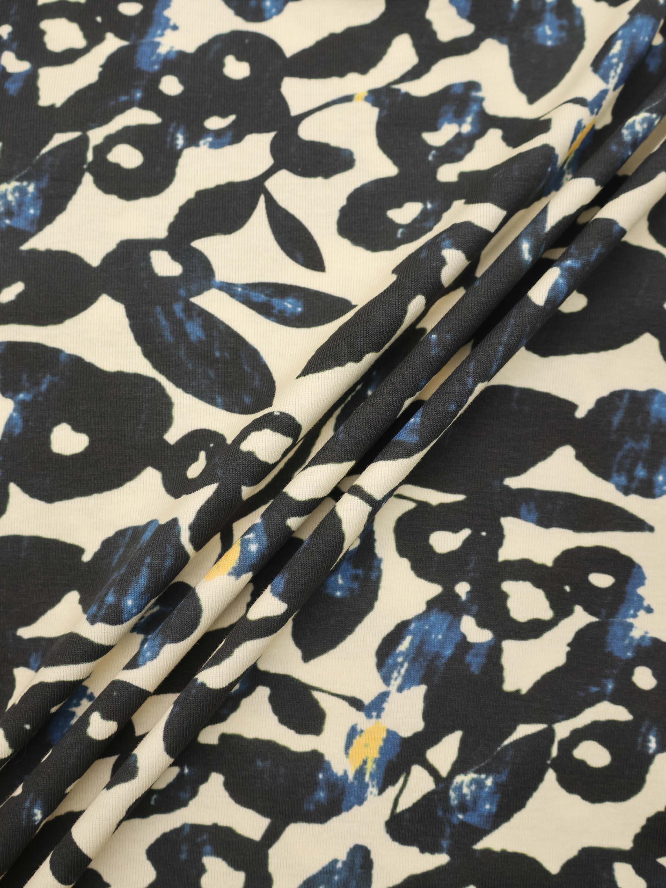 Basic Printed T-shirt-Black and Blue Mosaic