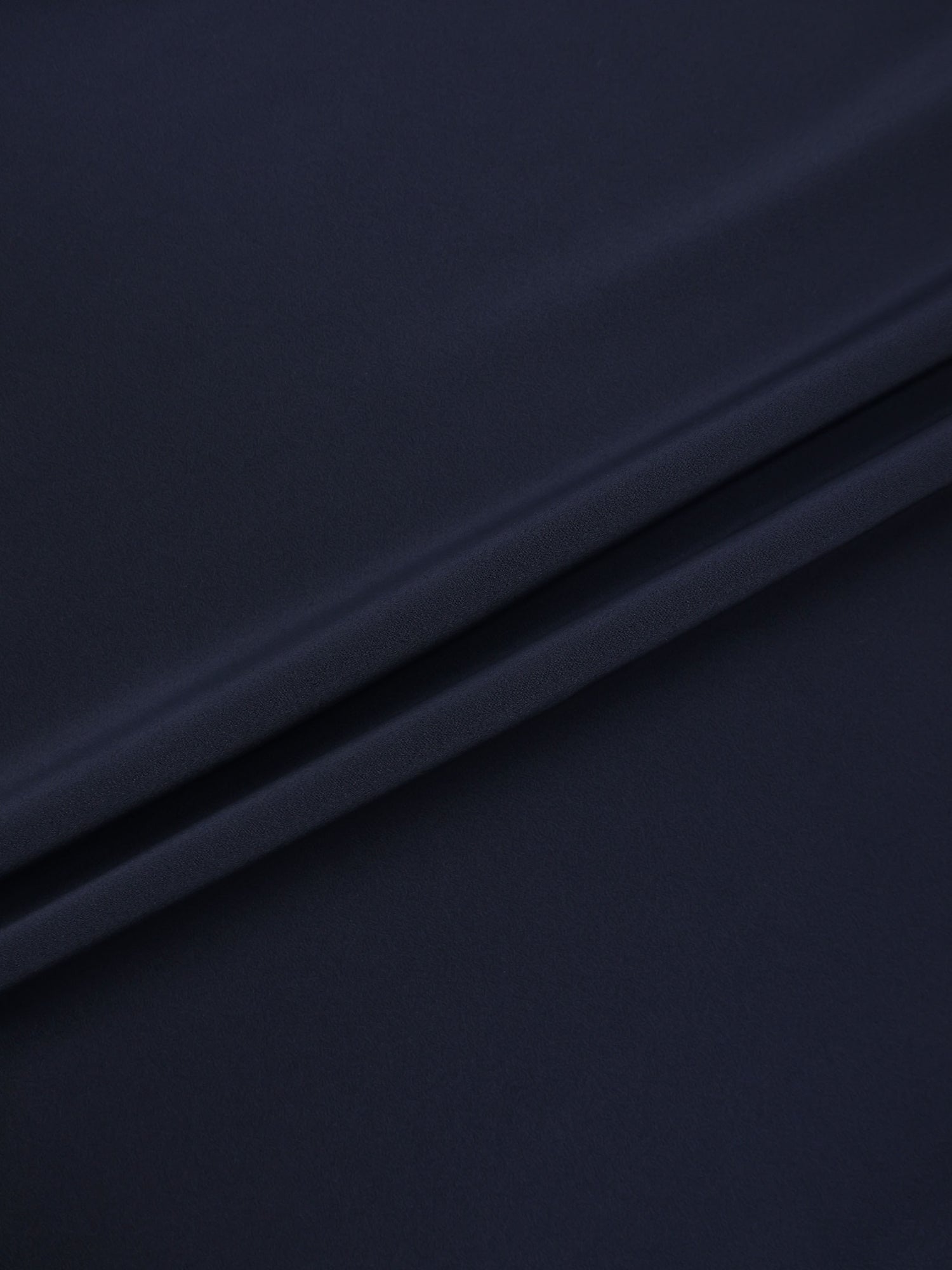 Curved Yoke Faux Satin Skirt - Navy
