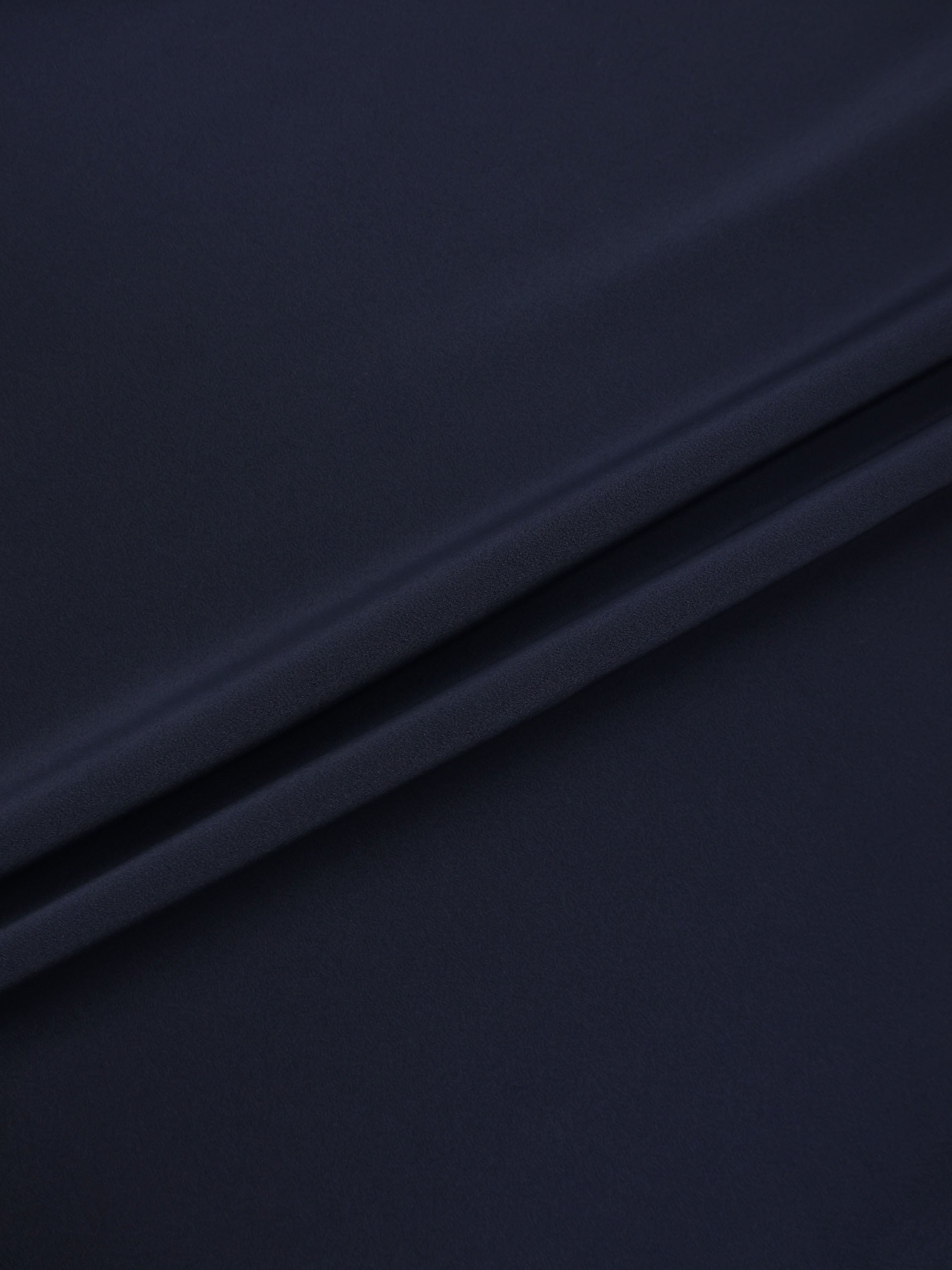 Curved Yoke Faux Satin Skirt - Navy