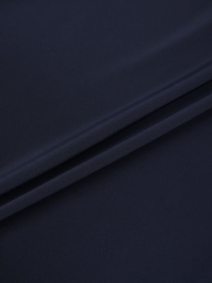Curved Yoke Faux Satin Skirt - Navy