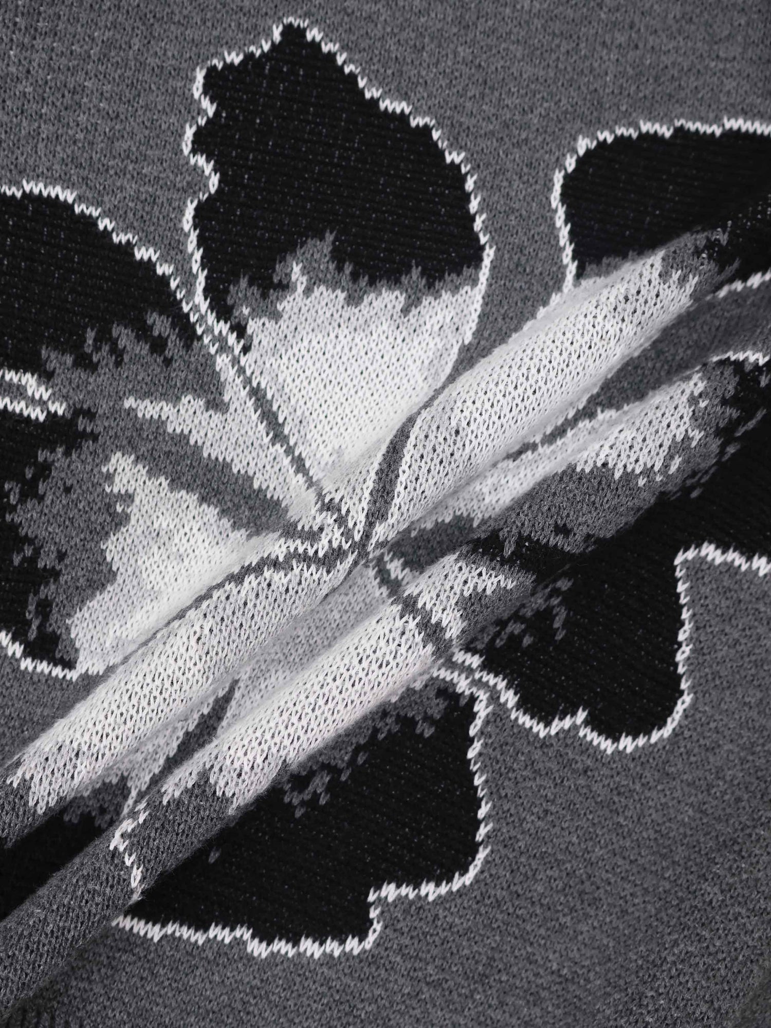 Flower Design Sweater - Grey