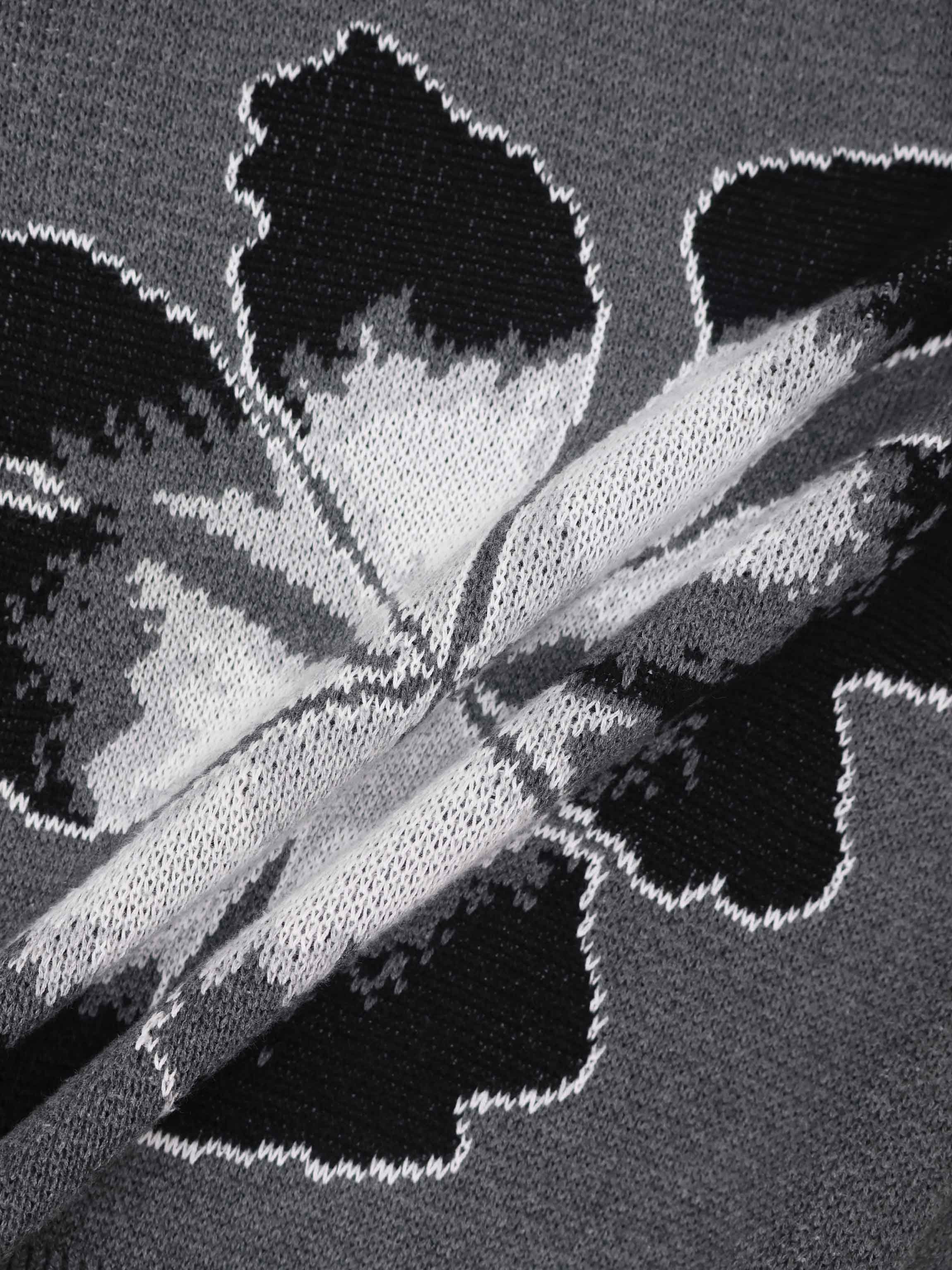 Flower Design Sweater - Grey