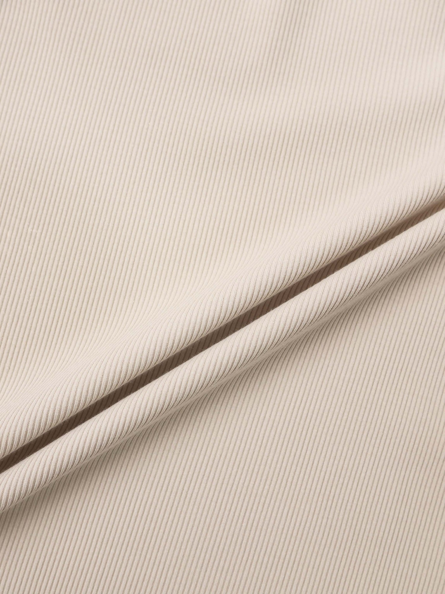 Rounded Hem Ribbed T-Shirt-Tan