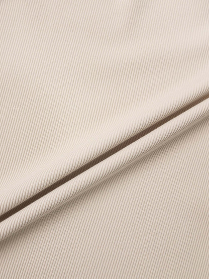 Rounded Hem Ribbed T-Shirt-Tan