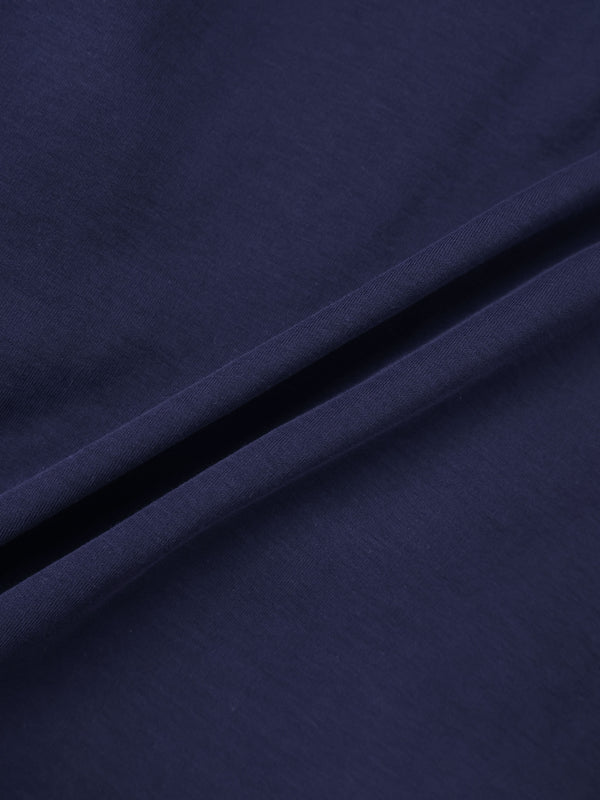 Waist Tie Button Down T-Shirt-Navy