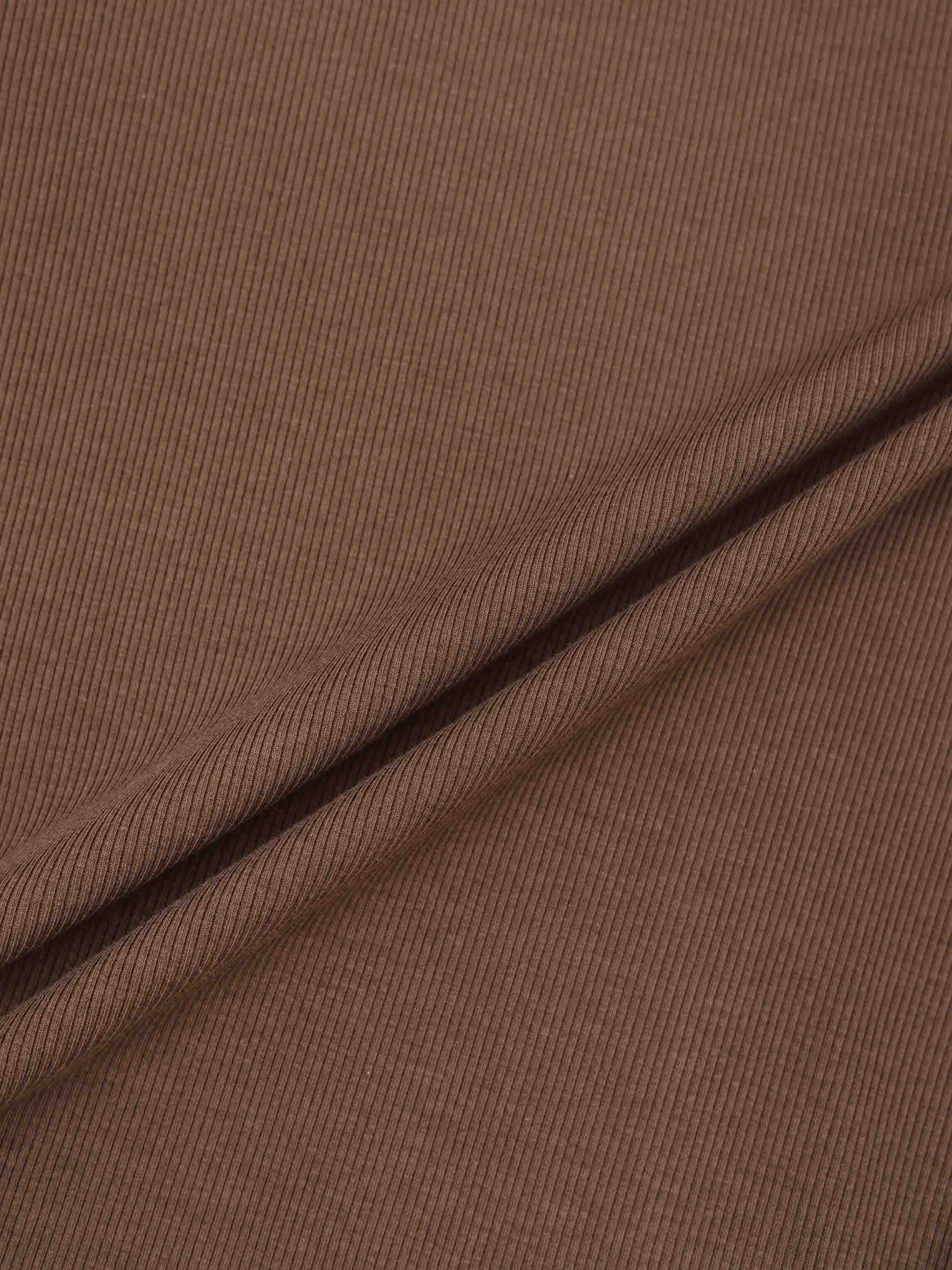 Soft Ribbed High V Tee-Mid Brown