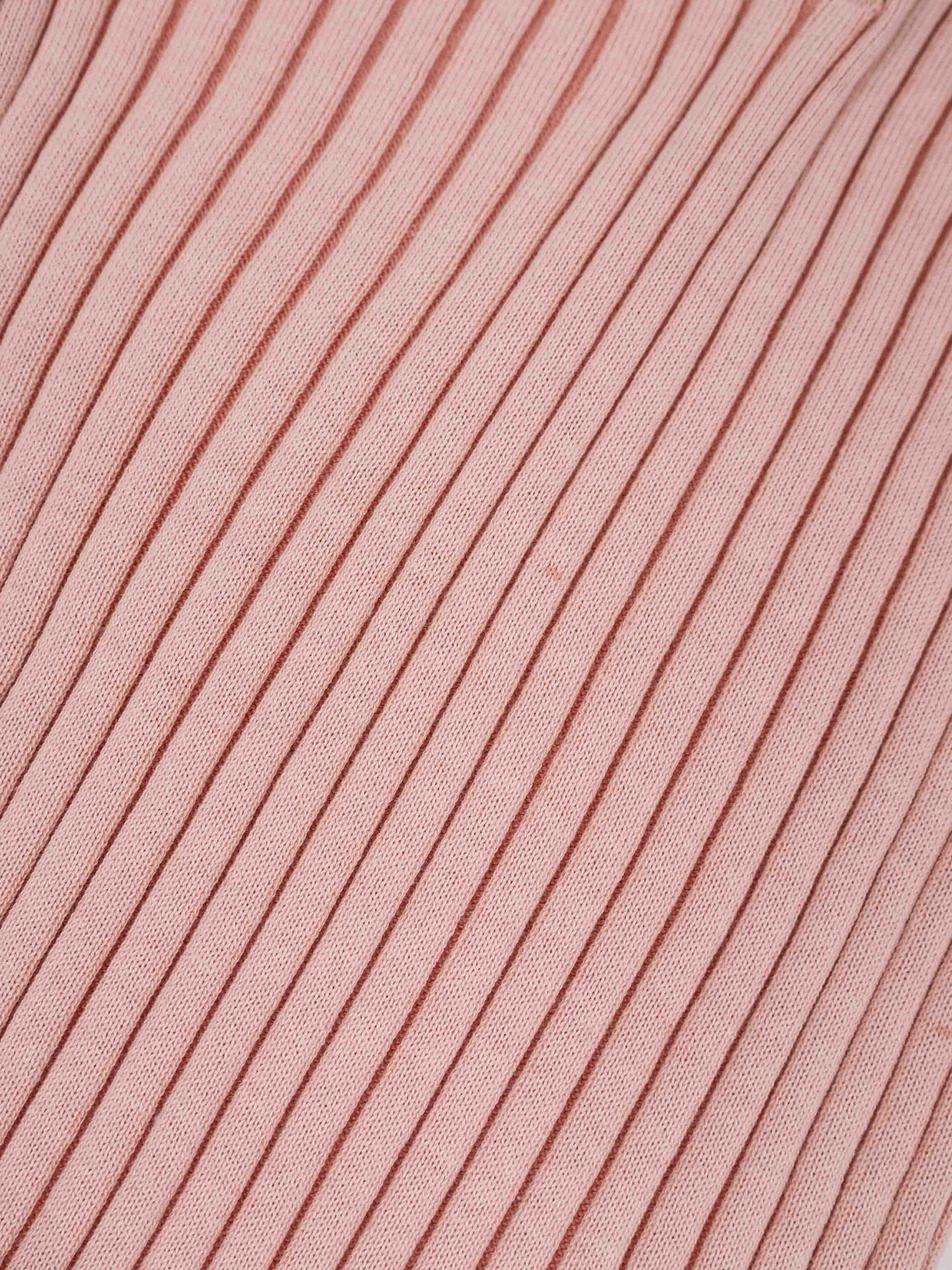 Two Tone Ribbed Polo Sweater-Peach