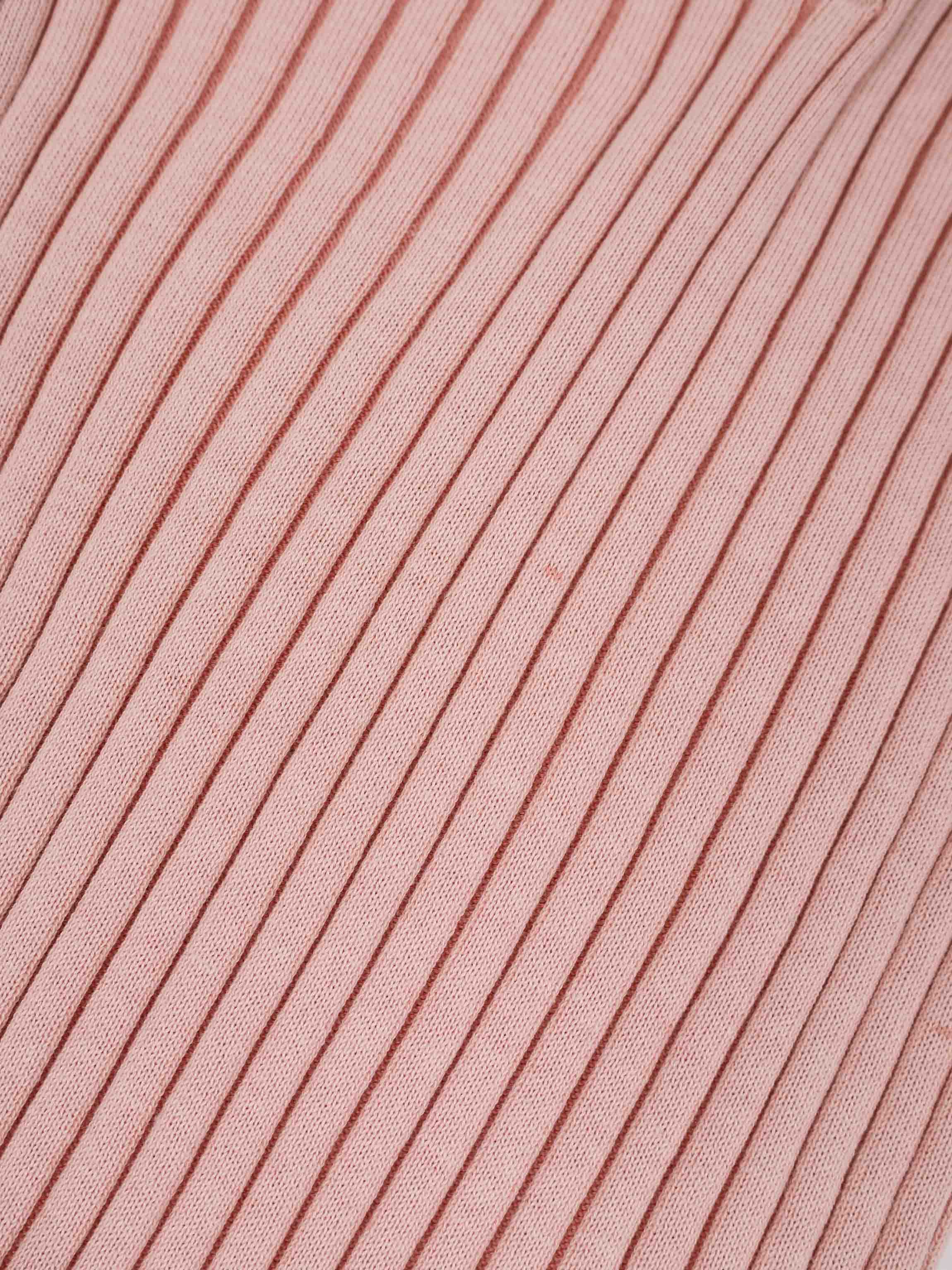 Two Tone Ribbed Polo Sweater-Peach