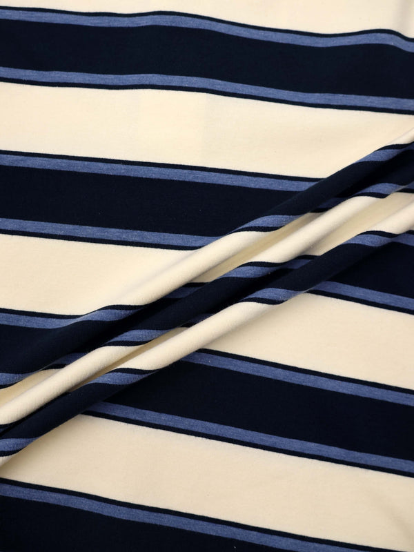 Wide Stripe Rugby T-Shirt-Navy Stripe