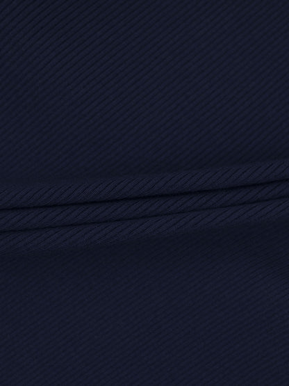 Ribbed Crew Neck Cardigan-True Navy