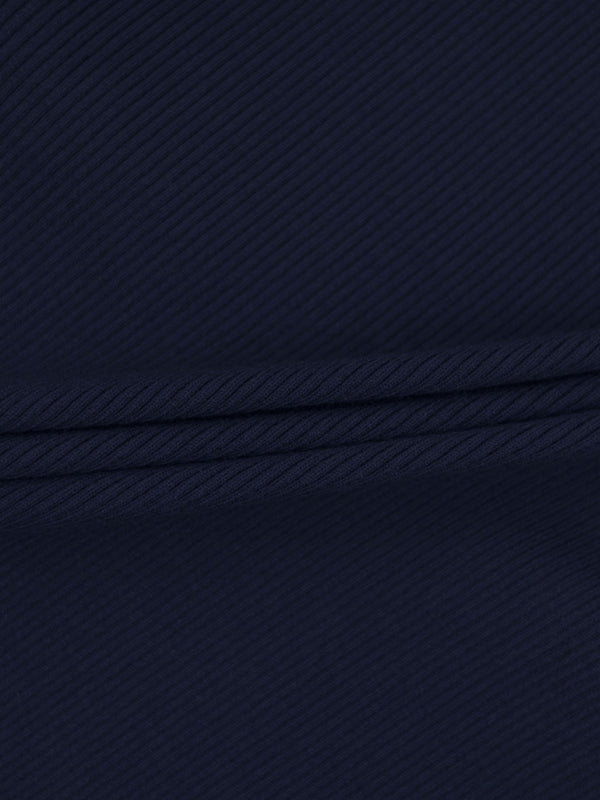 Ribbed Crew Neck Cardigan-True Navy