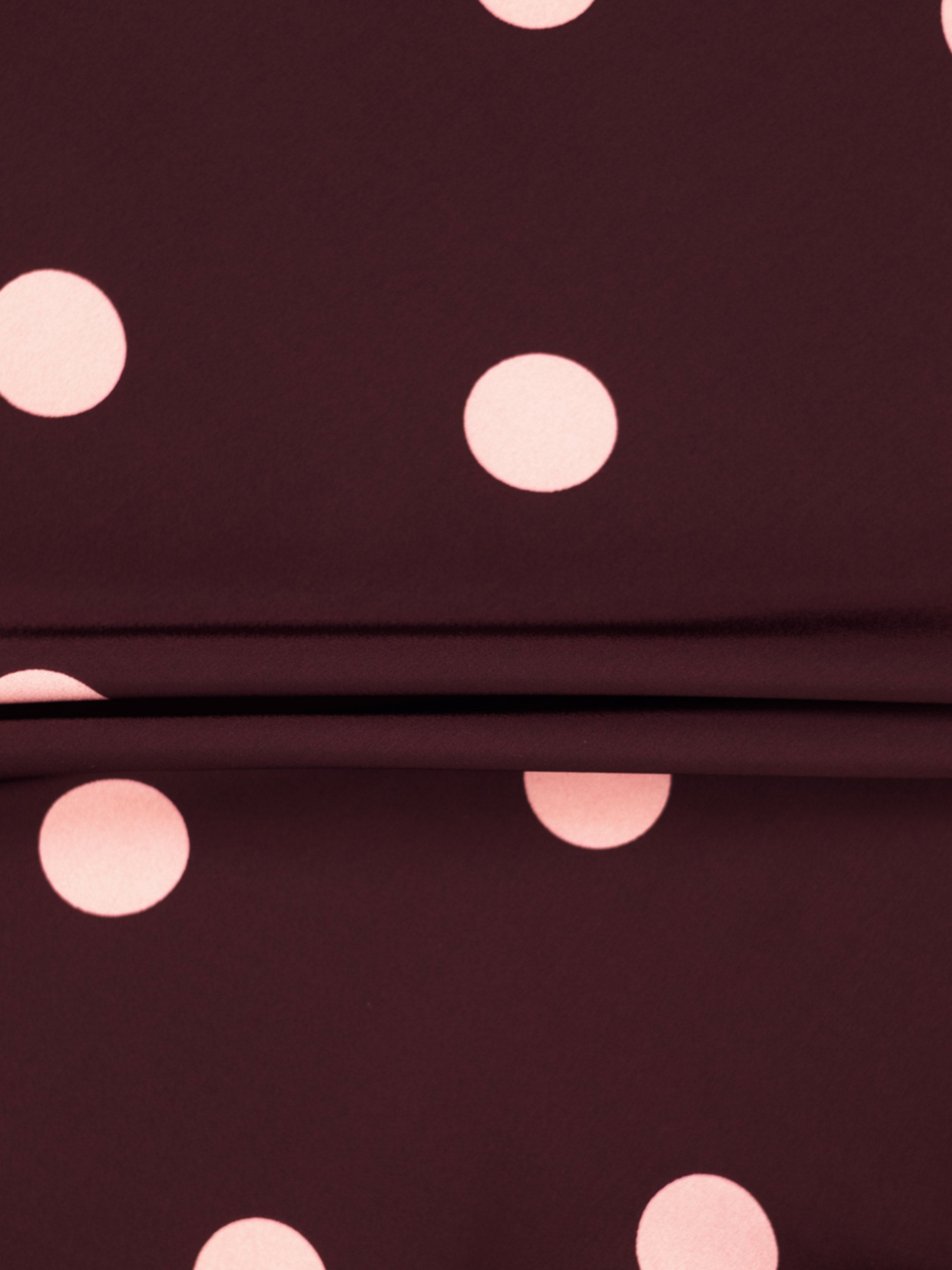 Oversized Satin Blouse-Burgundy/Cream Polka Dot