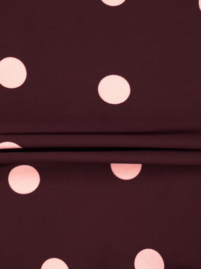 Oversized Satin Blouse-Burgundy/Cream Polka Dot