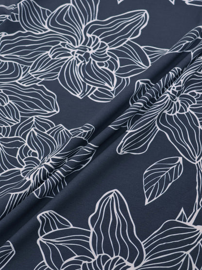 Basic Printed T-shirt-Navy/White Floral