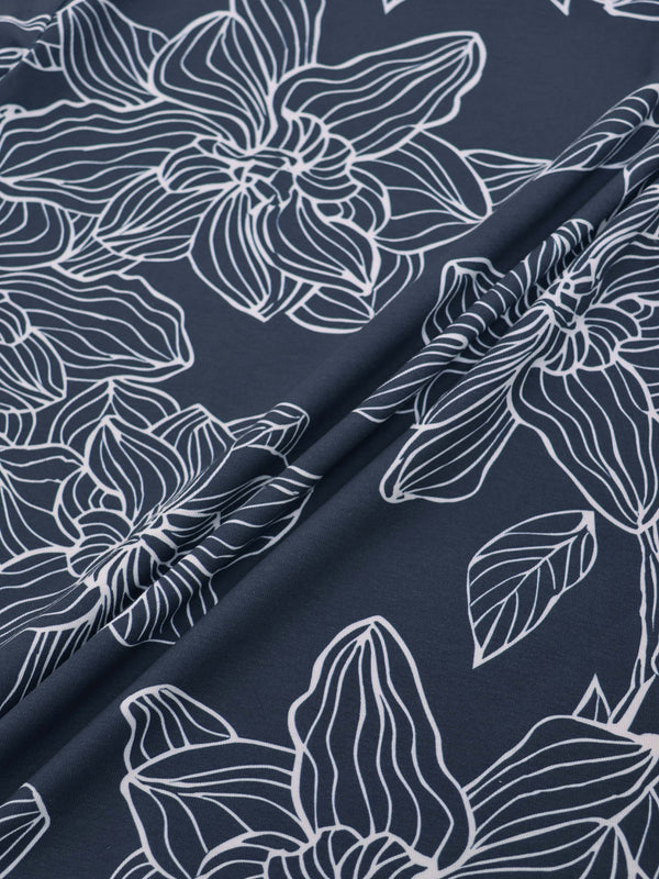 Basic Printed T-shirt-Navy/White Floral