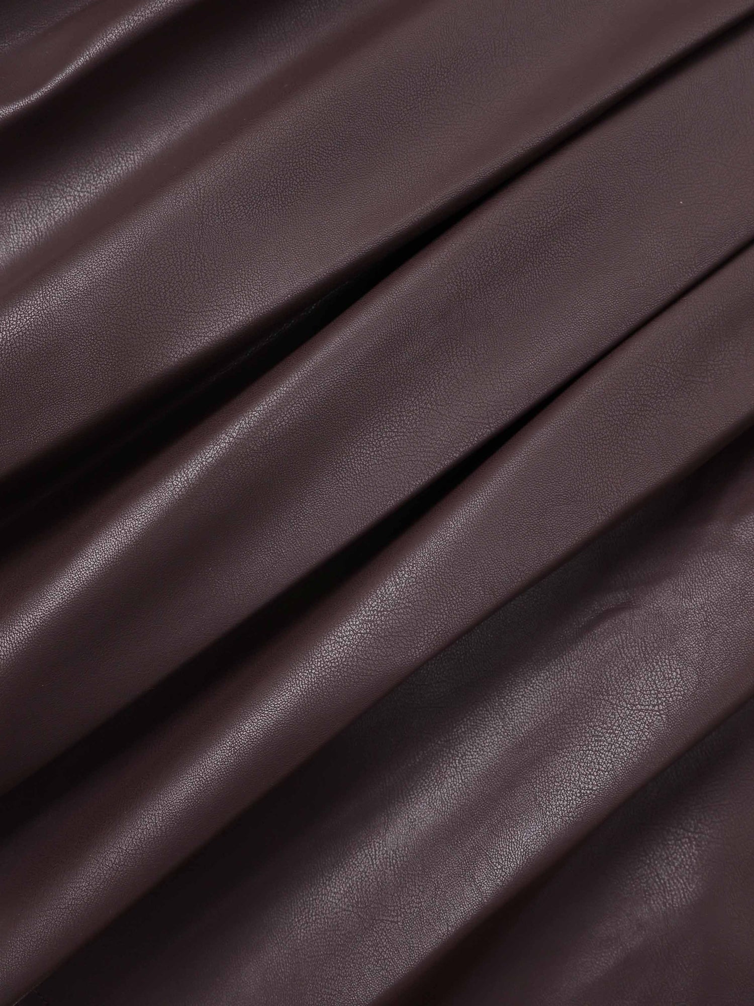 Yoke Faux Leather Pleat Skirt - Brown