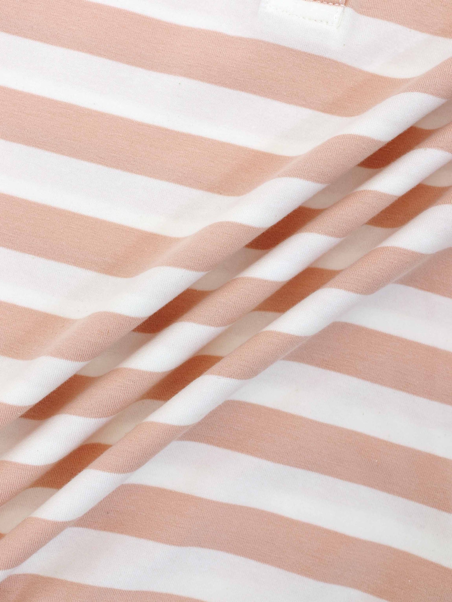 Striped Collar Bomber Tee-Tan/White