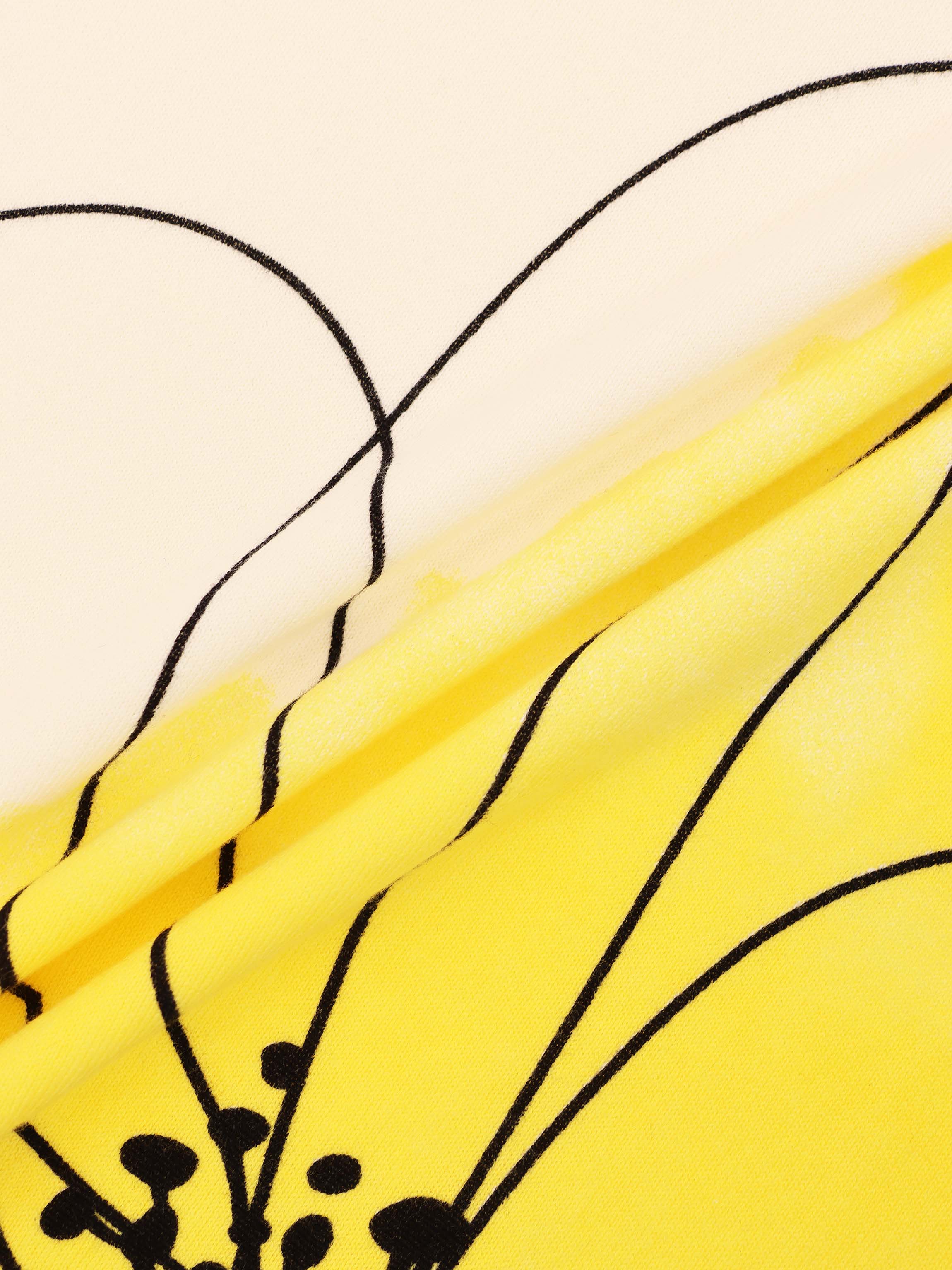 Printed High V Lightweight Sweater-Flower Burst