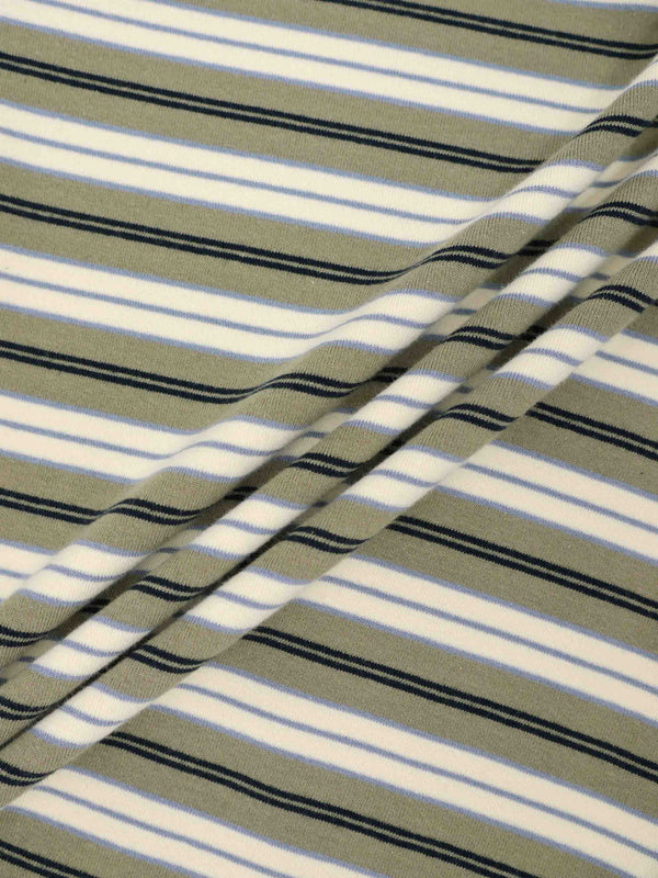 Embroidered Crown Striped Tee-Olive Stripe