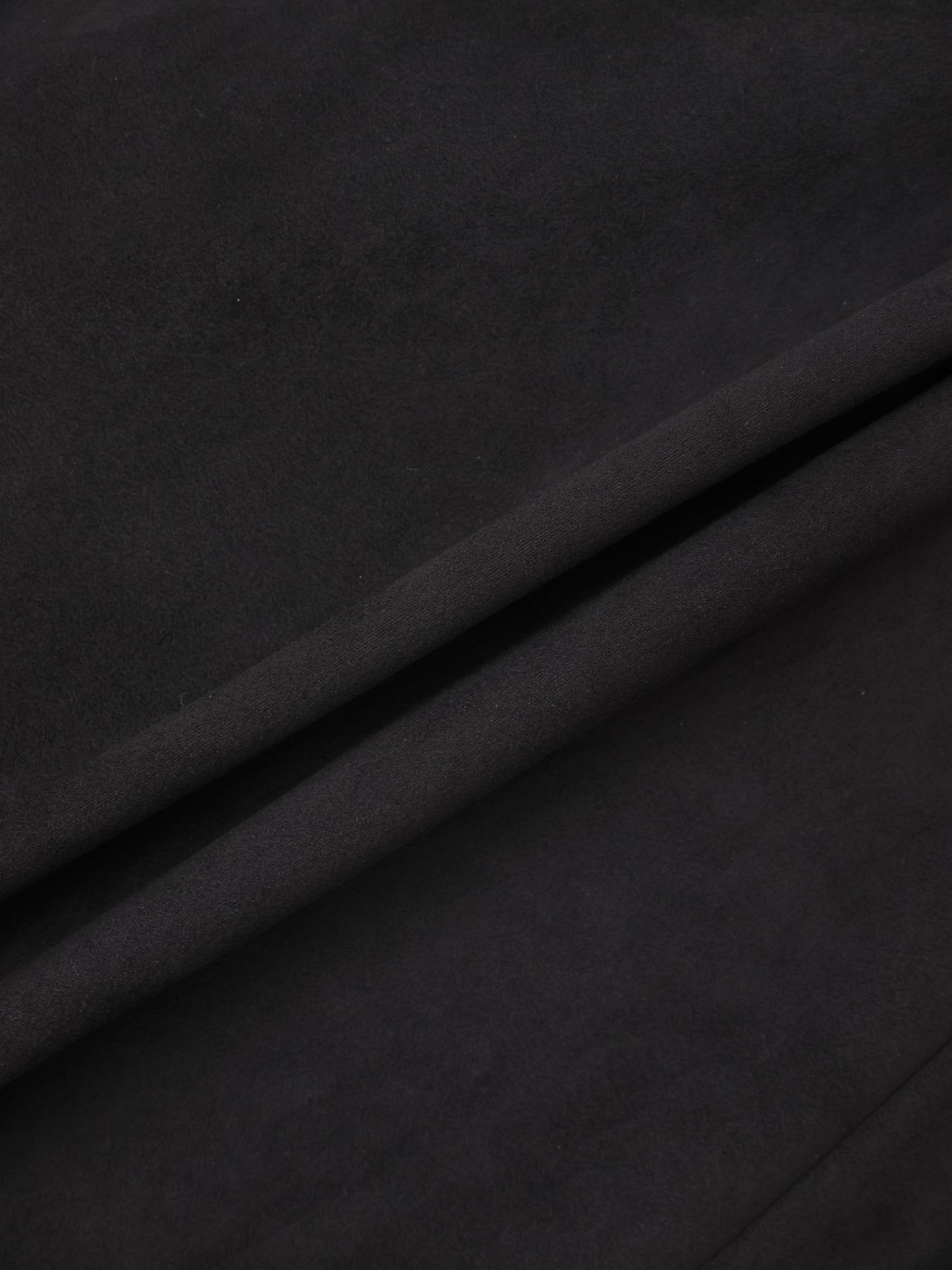 Curved Yoke Faux Suede Skirt - Black