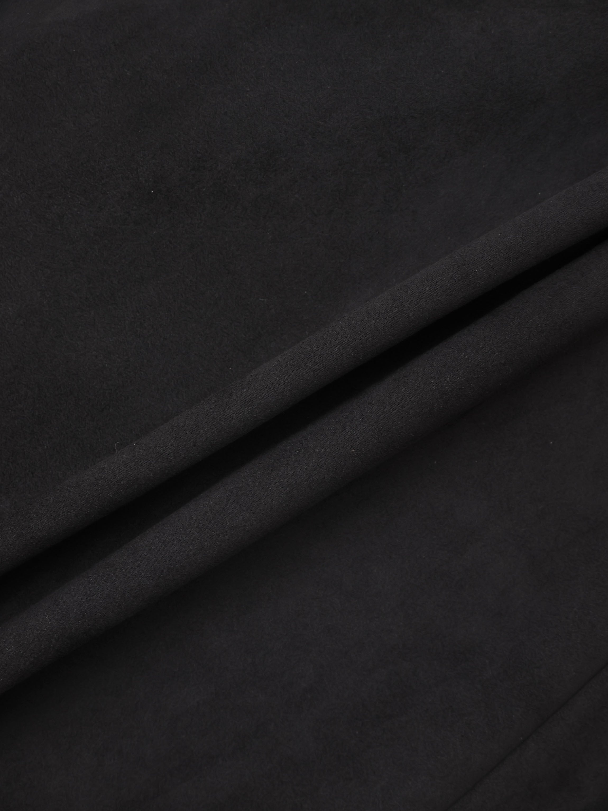 Curved Yoke Faux Suede Skirt - Black