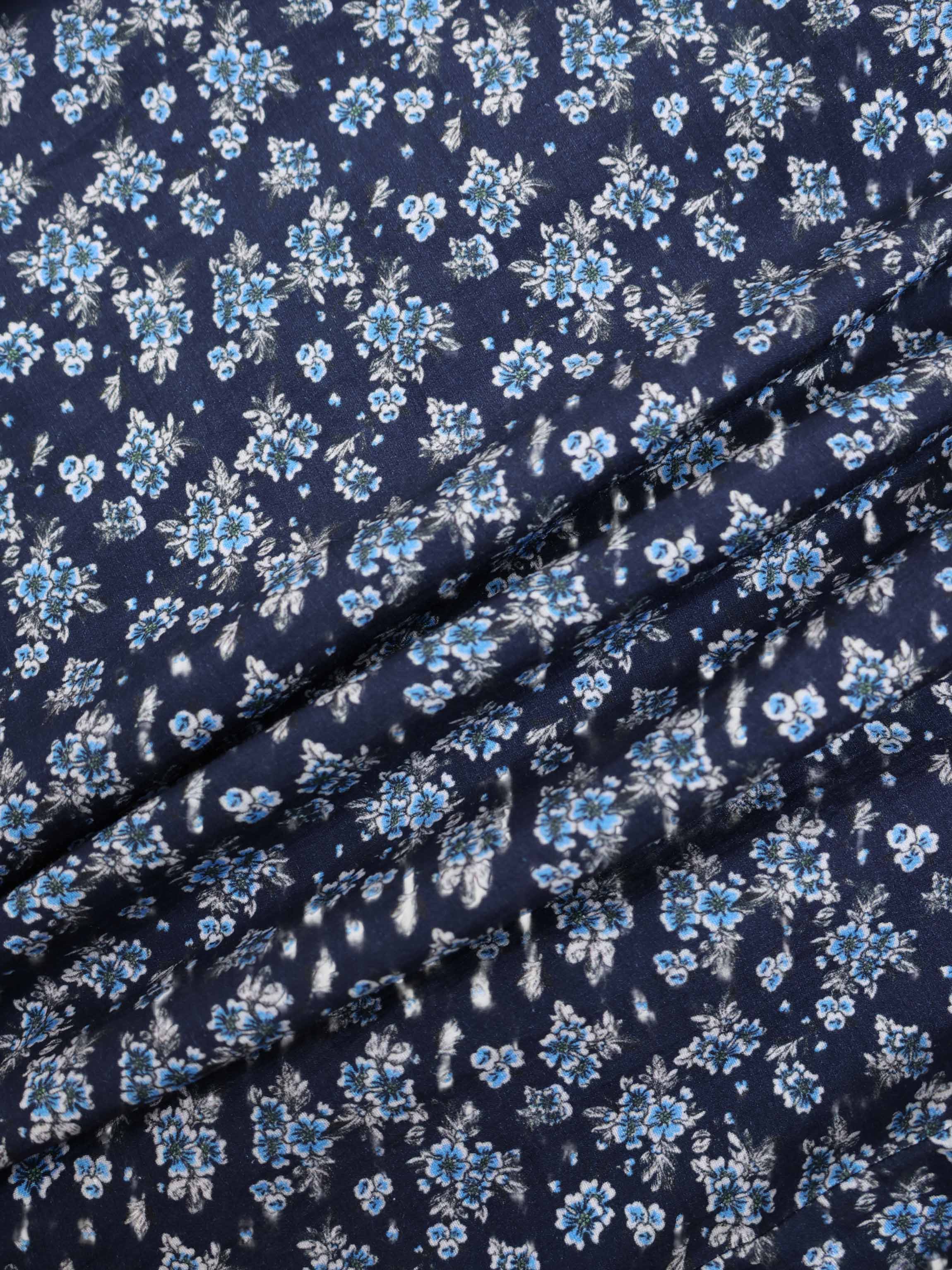 Peter Pan Collar Blouse-Blue Floral