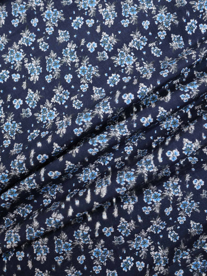 Peter Pan Collar Blouse-Blue Floral