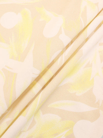 Printed Thin Button-Down Crew Cardigan-Yellow Floral