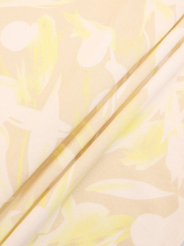 Printed Thin Button-Down Crew Cardigan-Yellow Floral