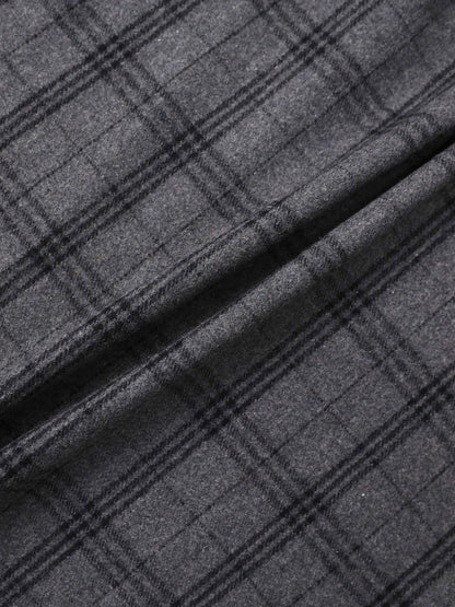 Tassel Mock Wrap Skirt - Grey Plaid