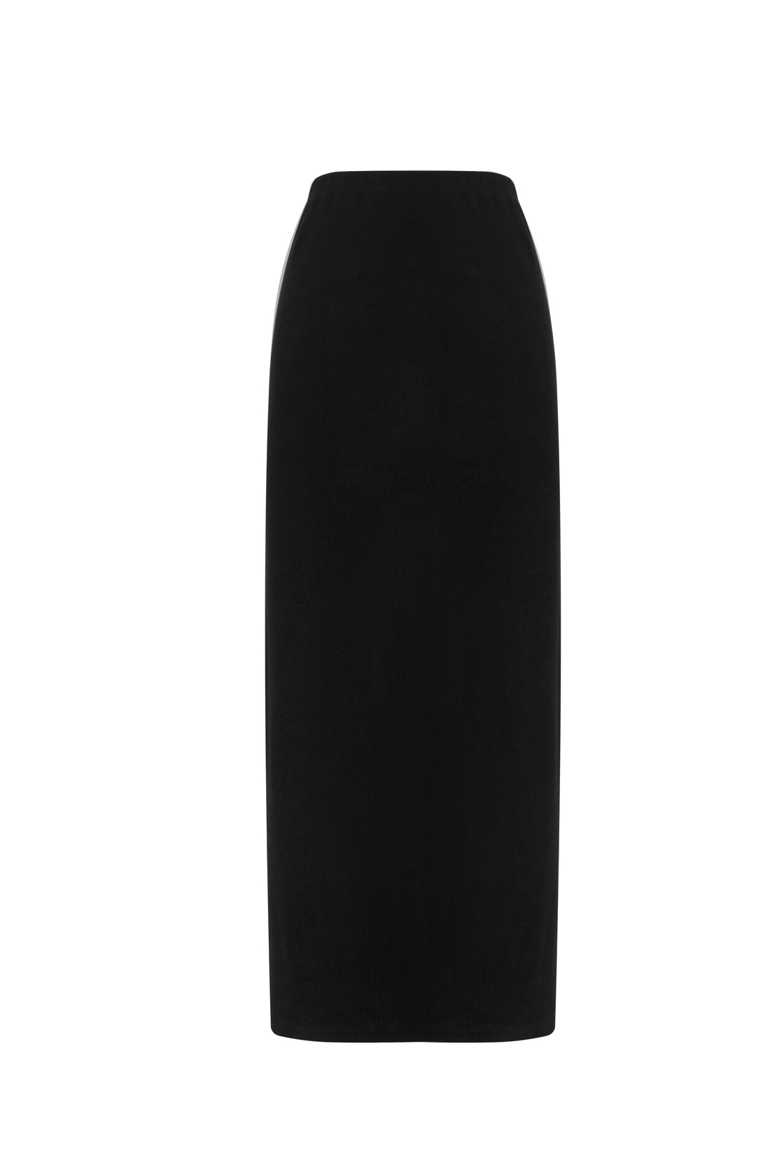 RIBBED KNIT MAXI SKIRT - BLACK