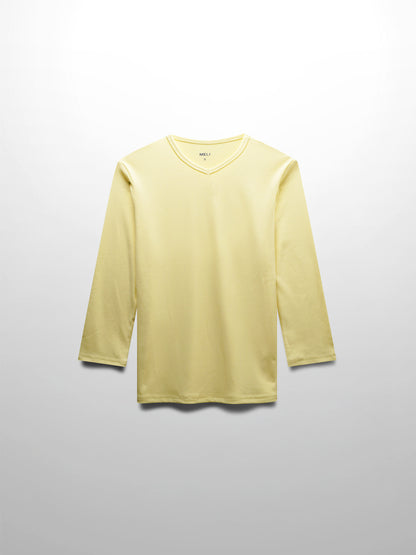 RIBBED HIGH V 3Q-BUTTER YELLOW